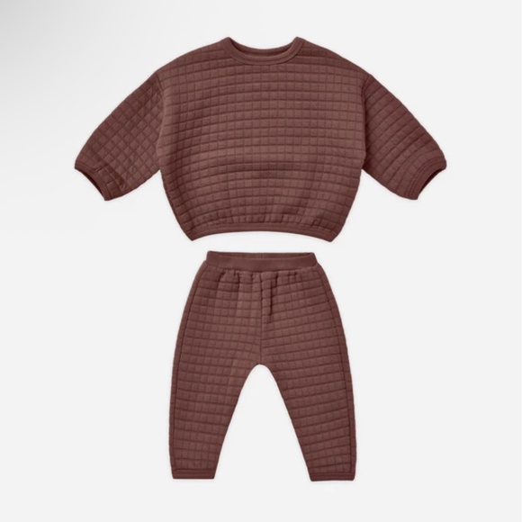 Quincy Mae Quilted Sweater + Pant SetPlum 12-18M